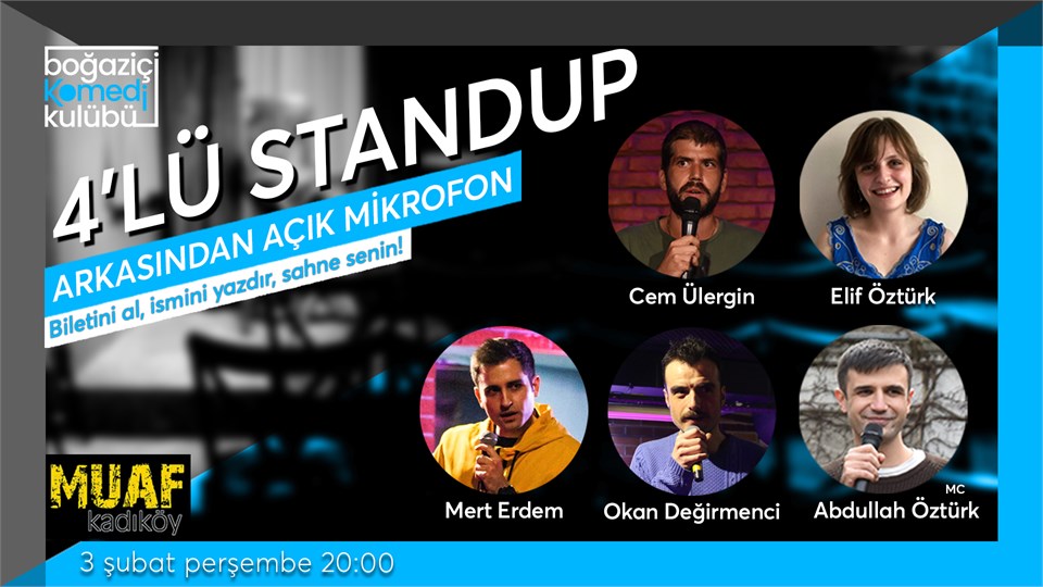 Boğaziçi Komedi Kulübü: 4'lü Standup + Açık Mikrofon